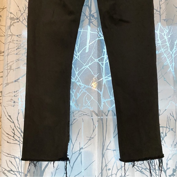 AGOLDE feral faded black dark gray Toni mid-rise straight leg frayed hem jeans - Picture 10 of 15